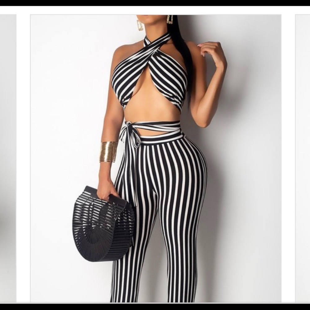 Blue white striped 2 Pc top and pant